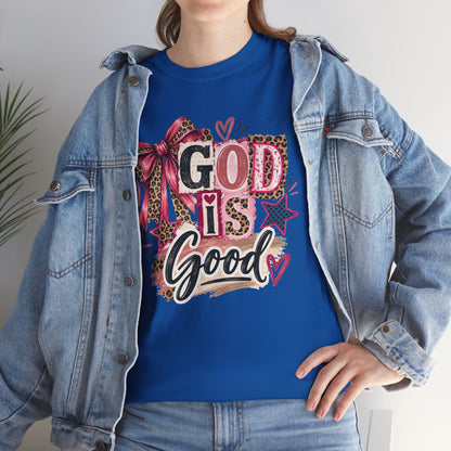 God Is Good Leopard Bow Christian T-Shirt