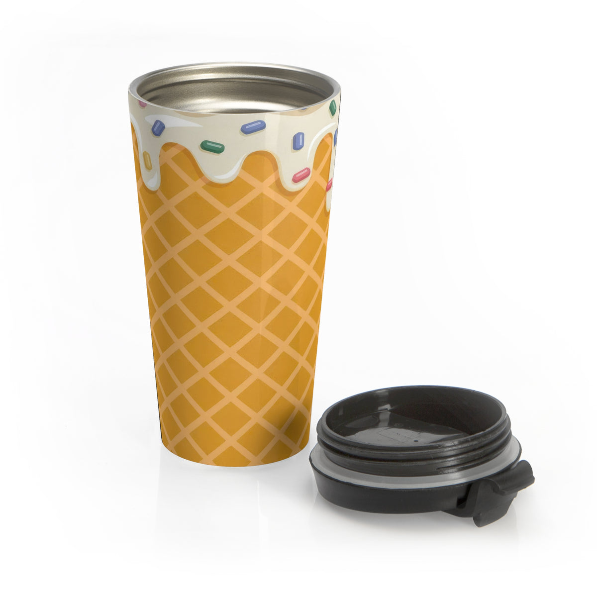 Sprinkled Waffle Cone Stainless Steel Travel Mug