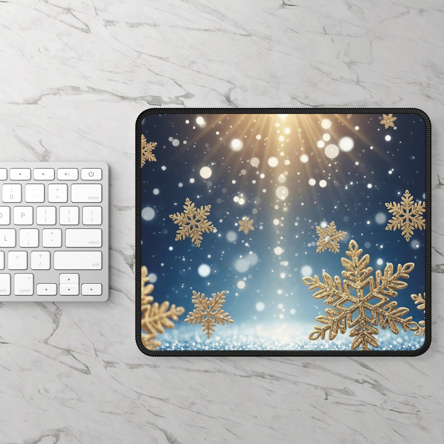 Golden Snowfall Elegance Mouse Pad