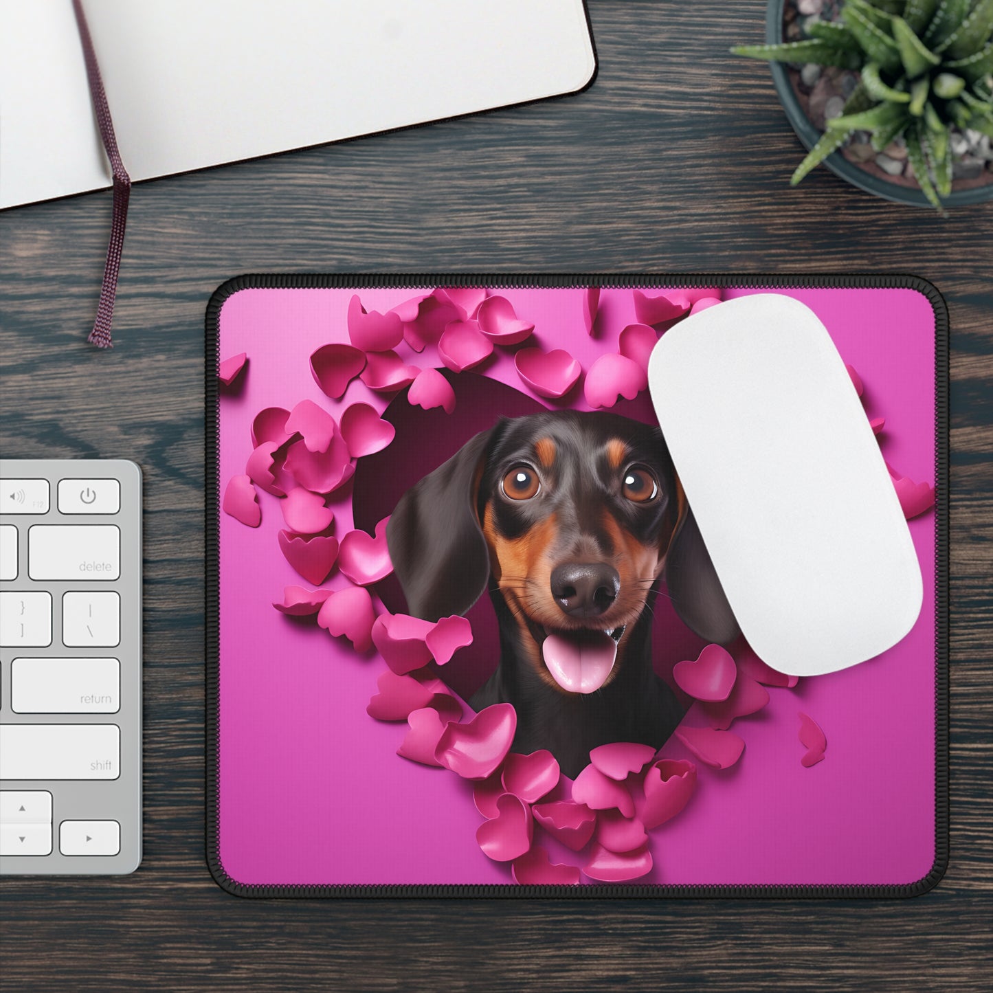Puppy Love Hearts Mouse Pad