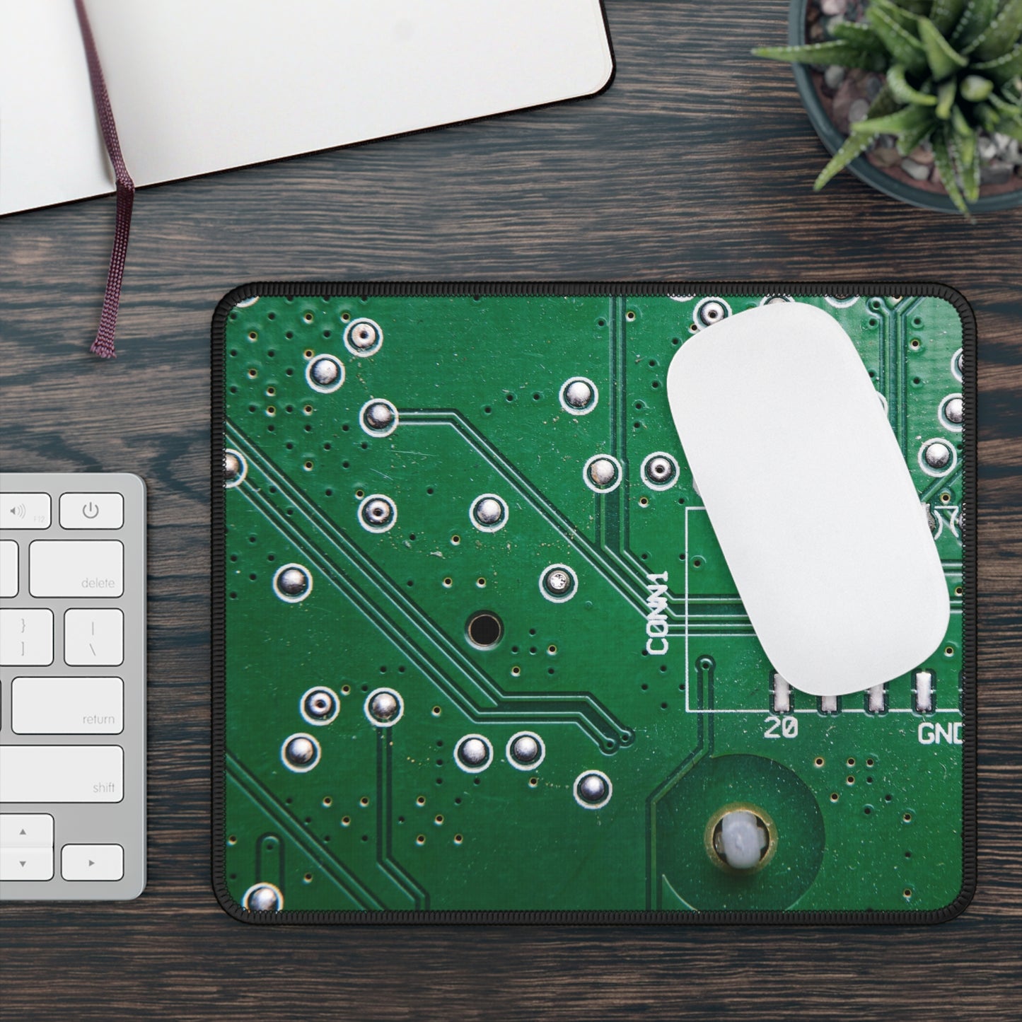 Deep Green Circuit Matrix Mouse Pad