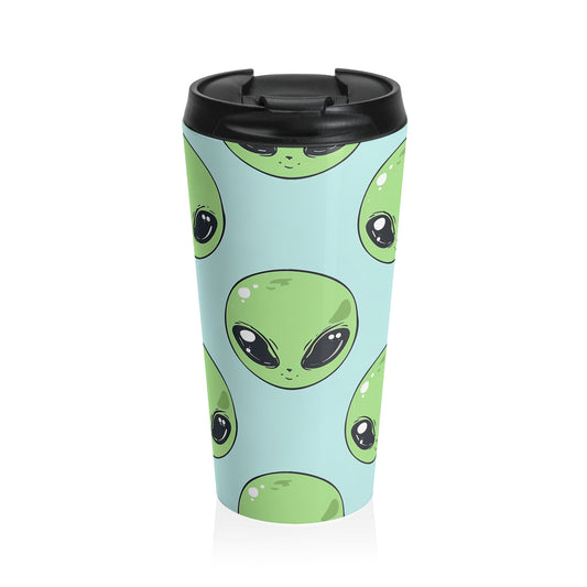 Pastel Alien Pattern Stainless Steel Travel Mug – 15oz