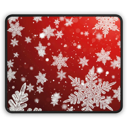 Red Winter Snowflake Mouse Pad