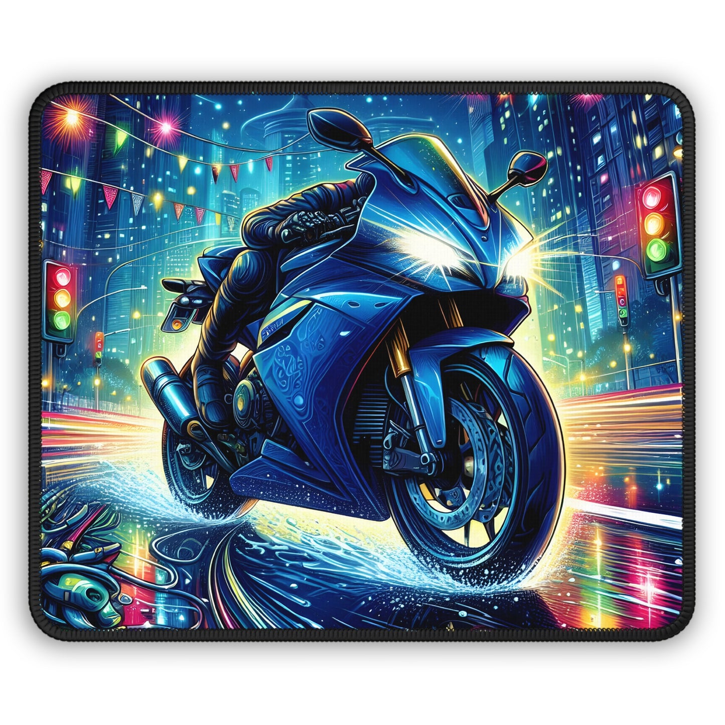 Neon Night Rider Mouse Pad