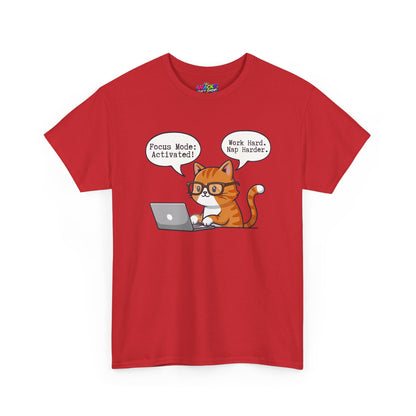 Focus Mode Activated – Work Hard, Nap Harder Cat T-Shirt