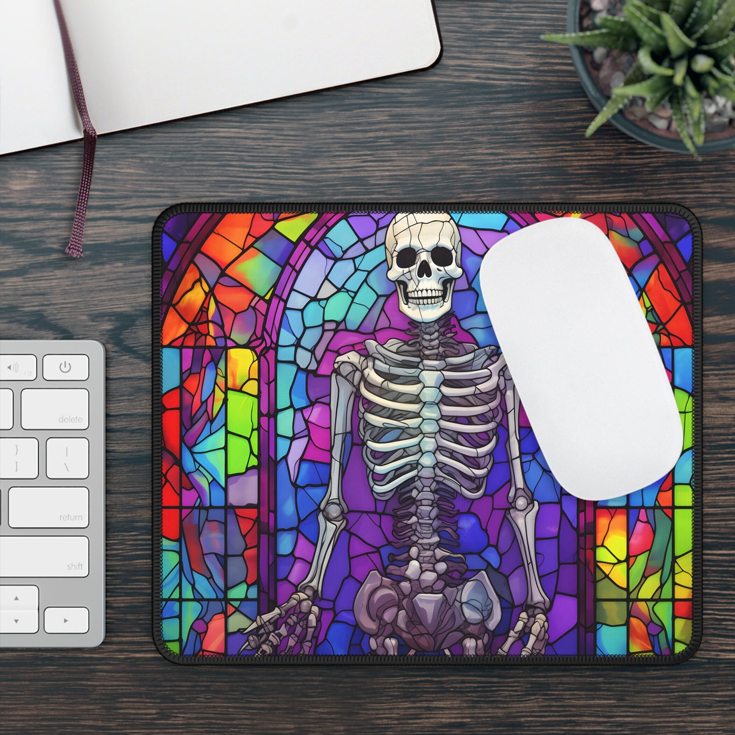 Stained Glass Skeleton Mouse Pad