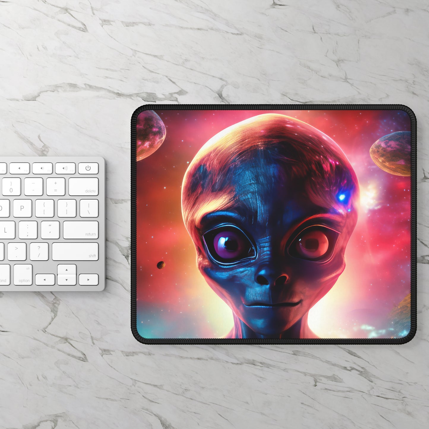 Cosmic Alien Portrait Mouse Pad