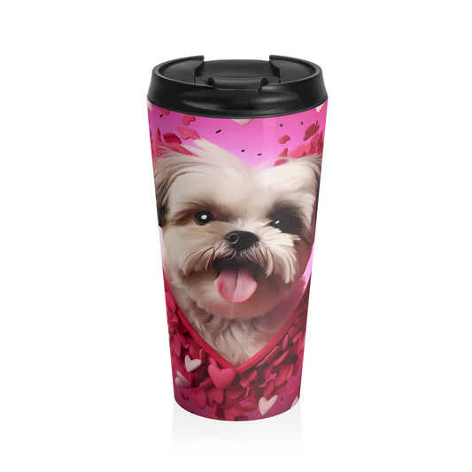 Fluffy Valentine Pup Travel Mug