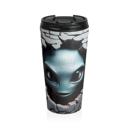 Alien Breaking Through Stainless Steel Travel Mug