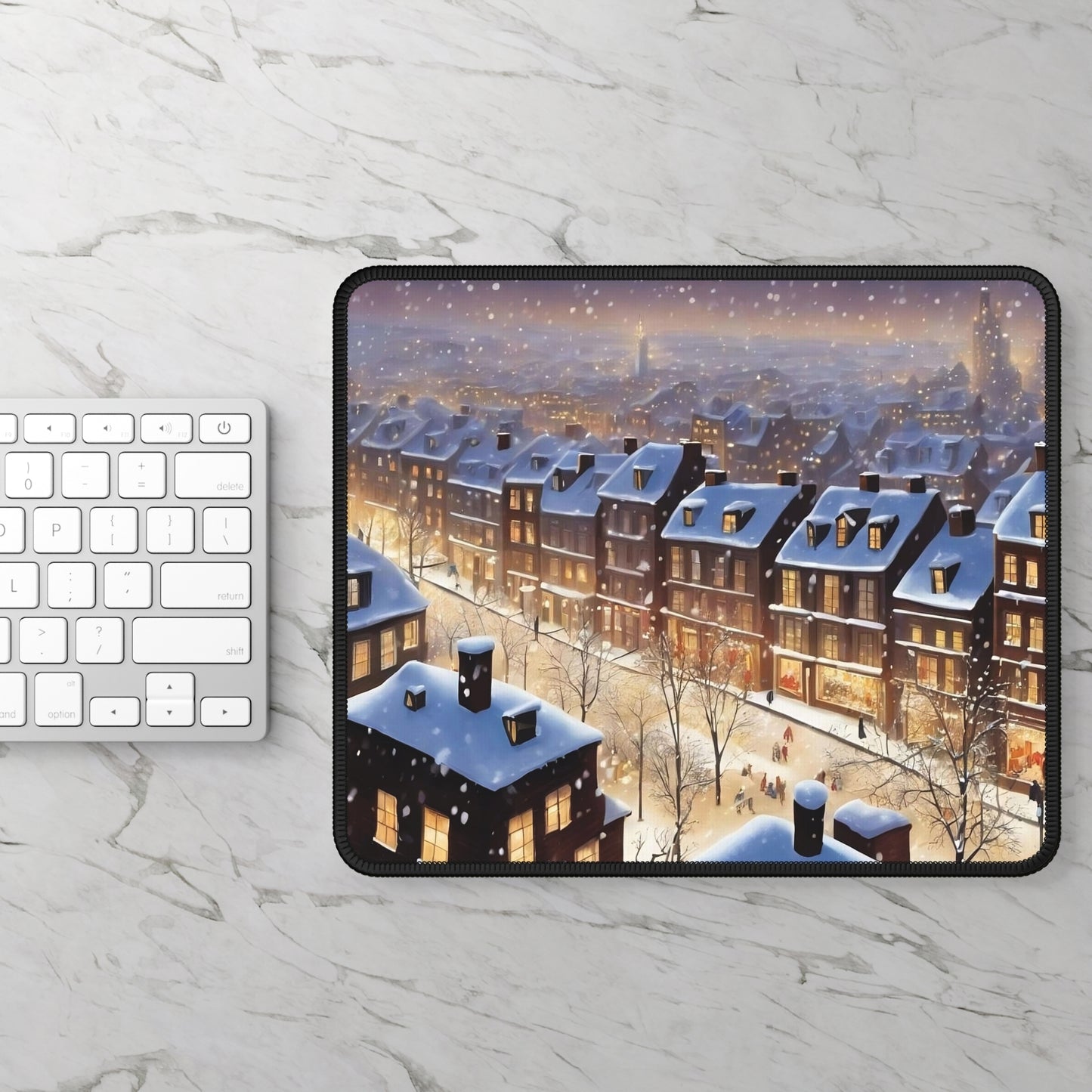 Cozy Winter Town Mouse Pad