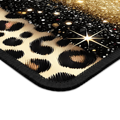 Pink & Gold Glitter Leopard Mouse Pad