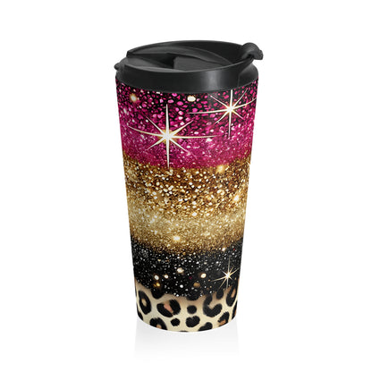 Glitter Glam Leopard Travel Mug