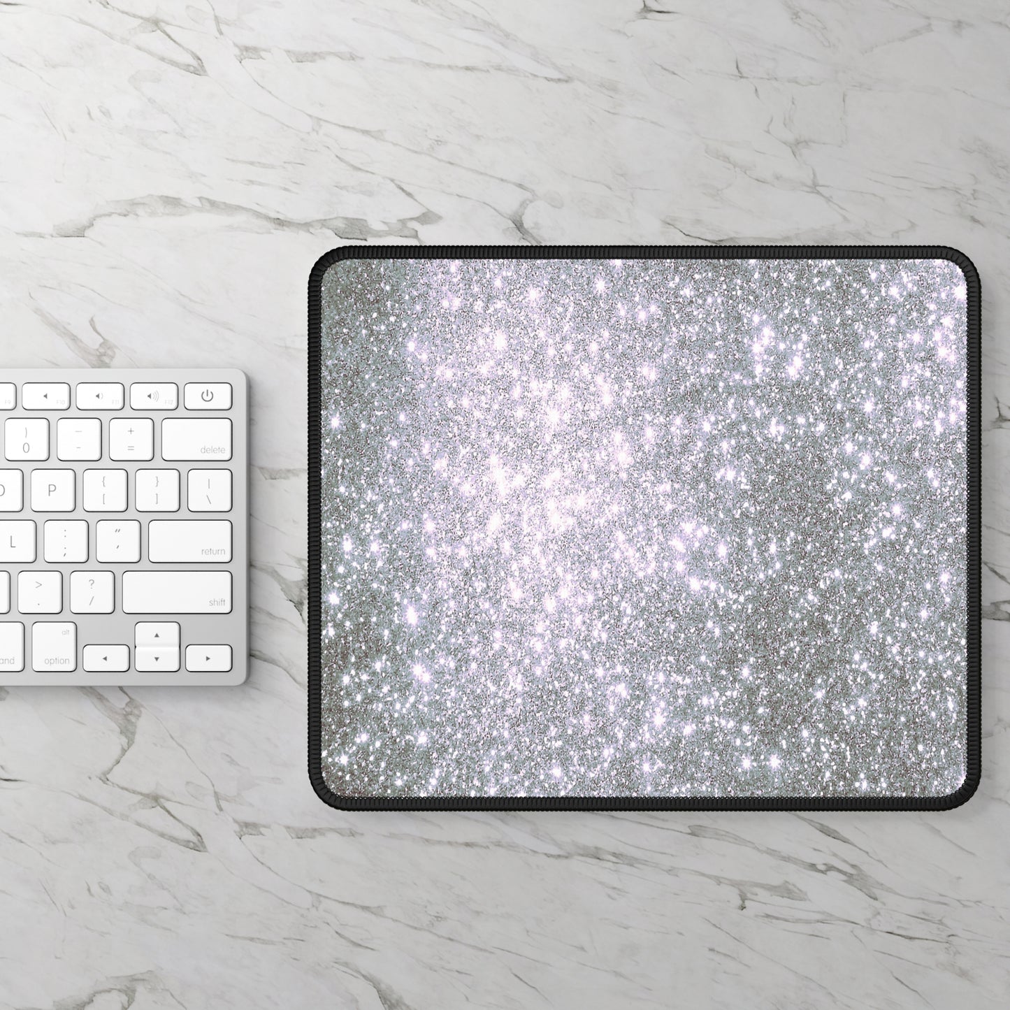 Silver Stardust Sparkle Mouse Pad