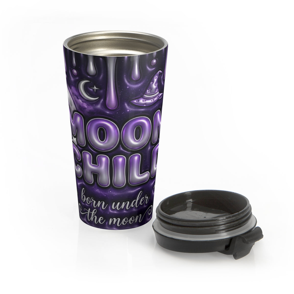 Moon Child Born Under the Moon Purple Stainless Steel Travel Mug