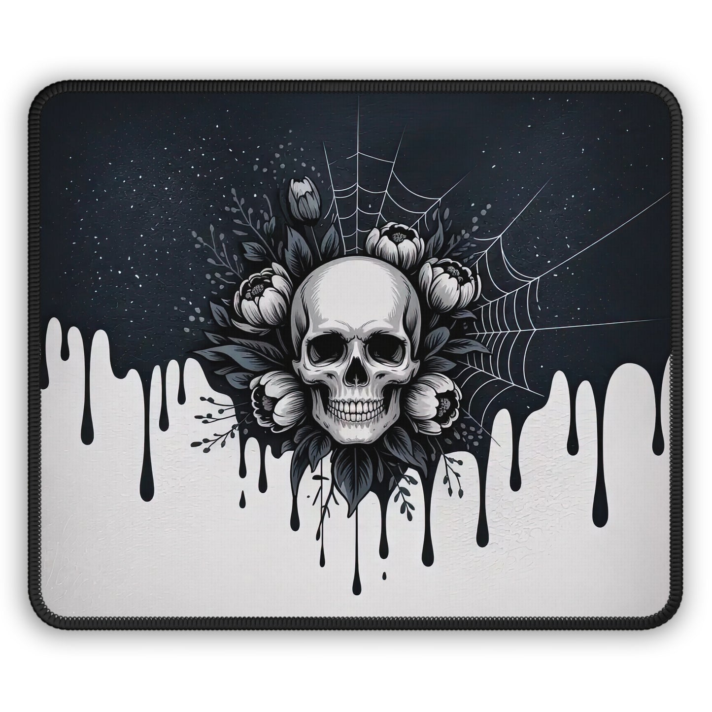 Midnight Bloom Skull Mouse Pad