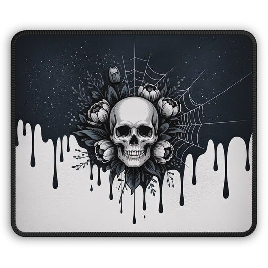 Midnight Bloom Skull Mouse Pad