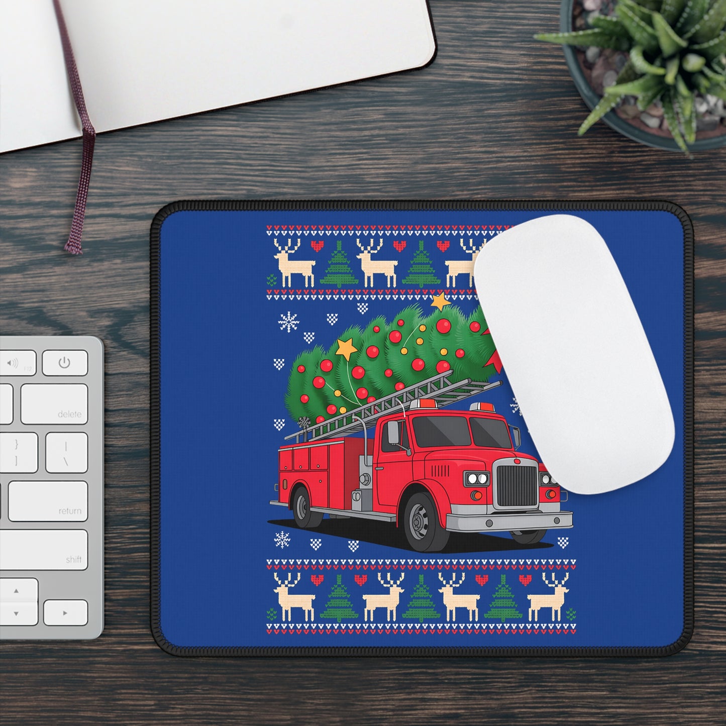 Fire Truck Christmas Mouse Pad