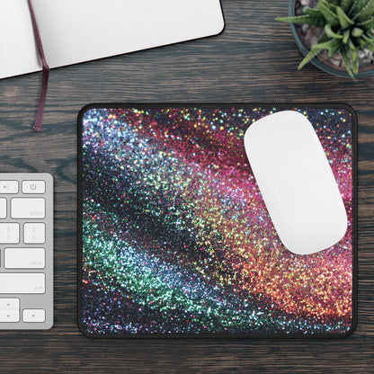 Rainbow Glitter Wave Mouse Pad