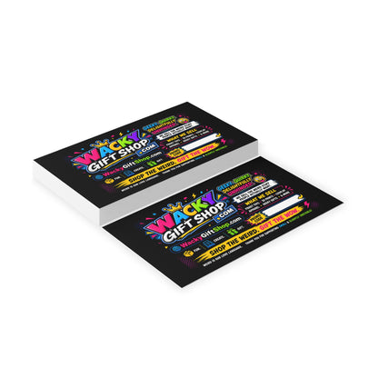 Wacky Gift Shop Business Cards — Bright Neon Promotional Card for Quirky Retail & Events