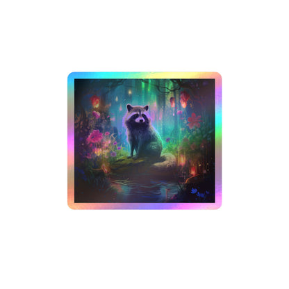 Enchanted Raccoon Forest Kiss-Cut Vinyl Sticker