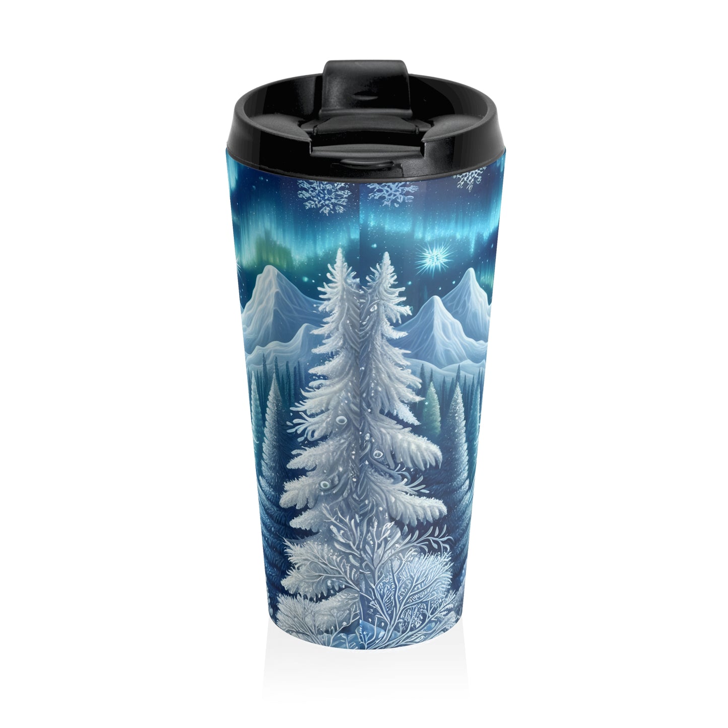 Moonlit Ice Wolf Travel Mug