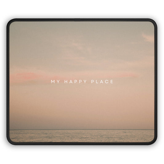 My Happy Place Mouse Pad – 9x7 Neoprene Desk Mat with Calm Ocean Sunset Design