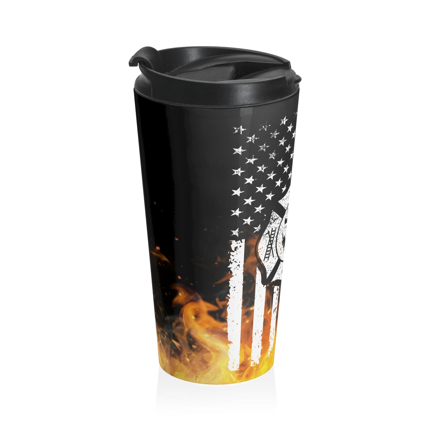 Firefighter Thin Red Line with Fire Travel Mug