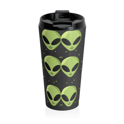 Neon Alien Head Stainless Steel Travel Mug – 15oz