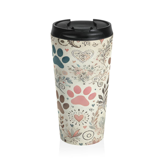 Paw Prints and Hearts Travel Mug