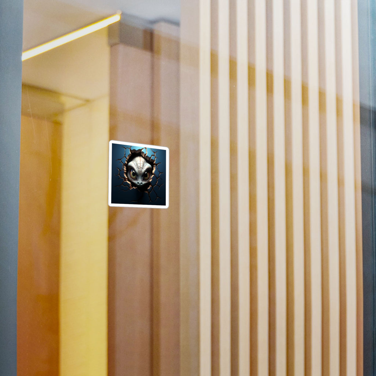 Alien Breaking Through the Wall Kiss-Cut Vinyl Sticker