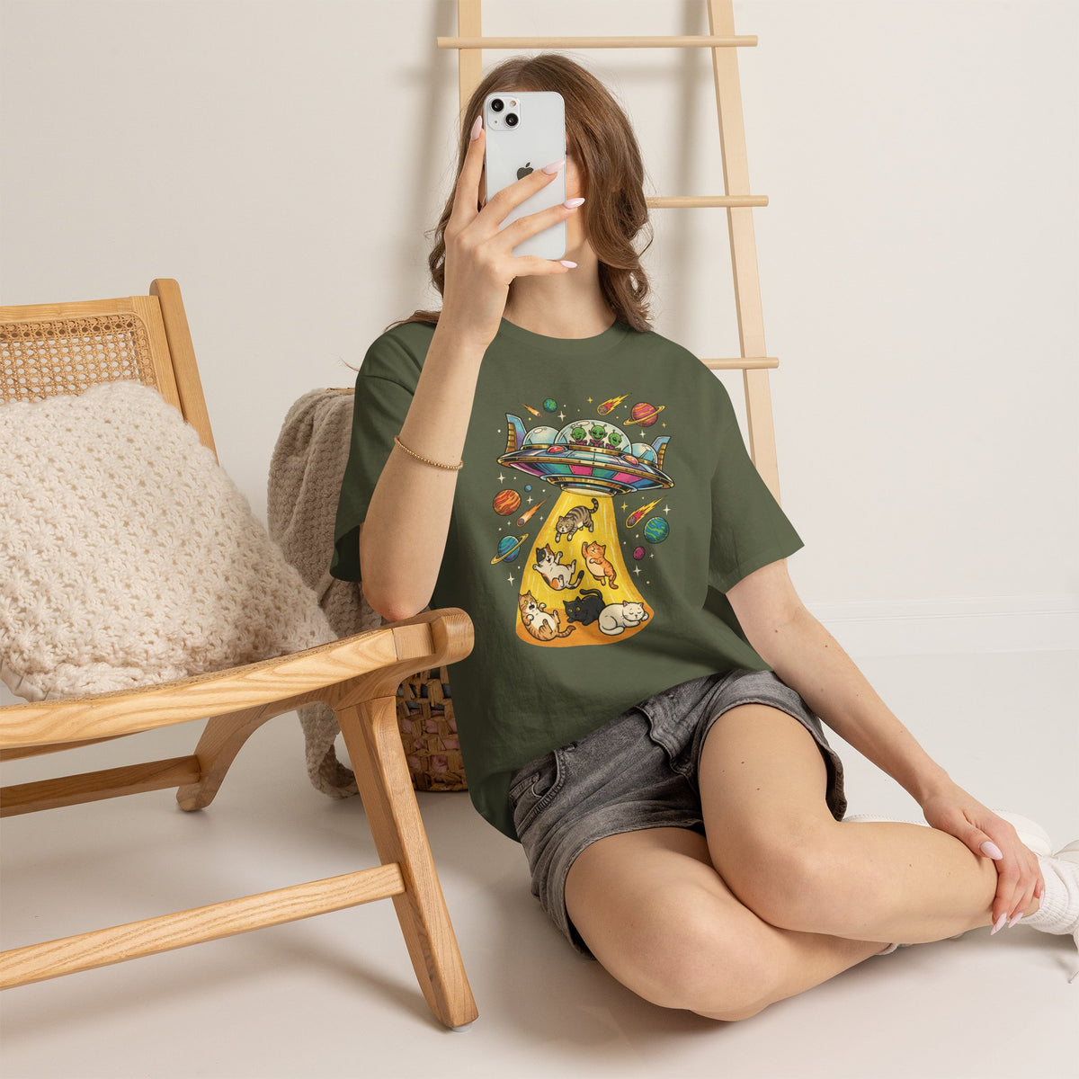 Alien Cat Abduction T-Shirt