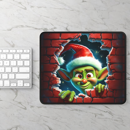 Wall Peeking Holiday Elf Mouse Pad
