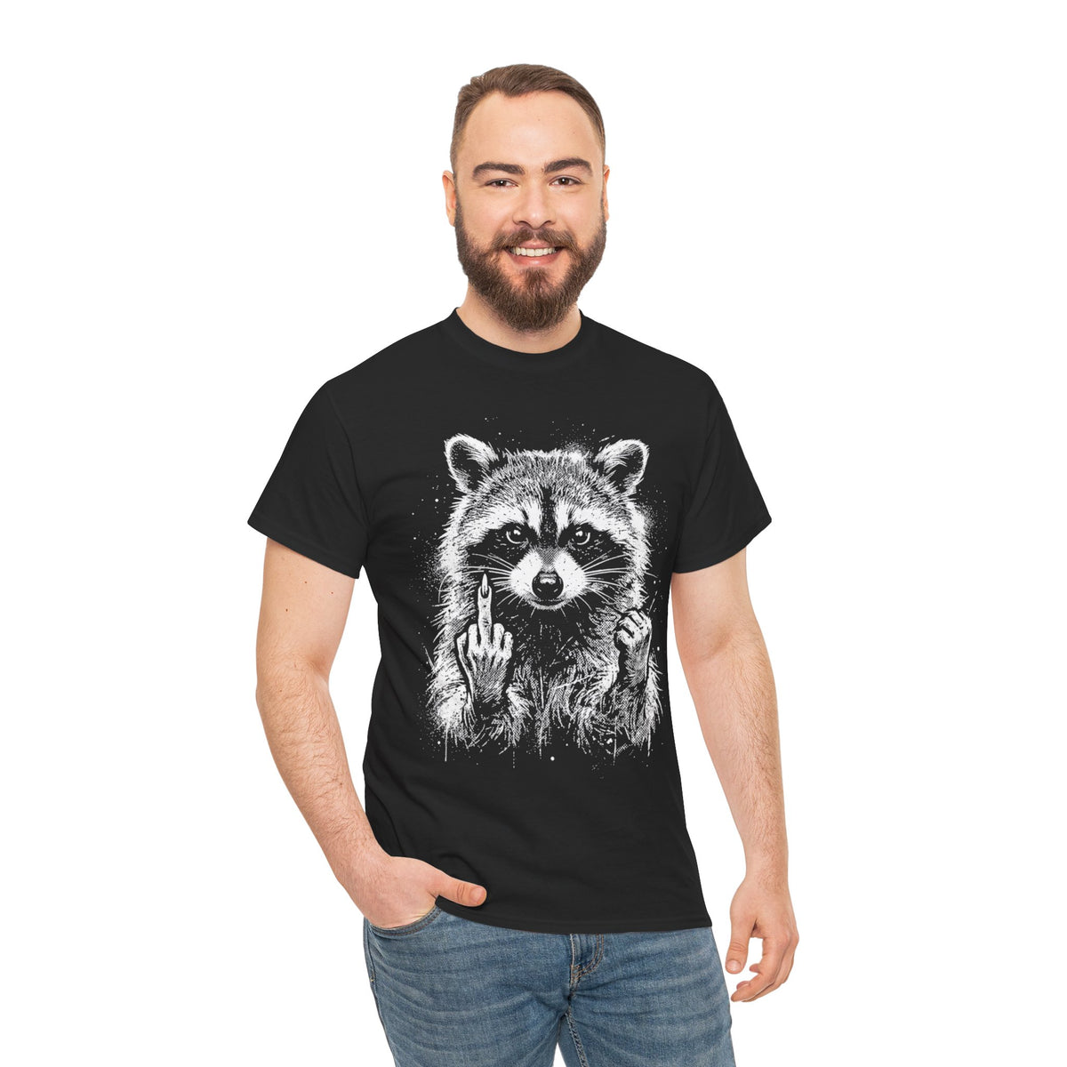 Rude Raccoon Middle Finger T-Shirt