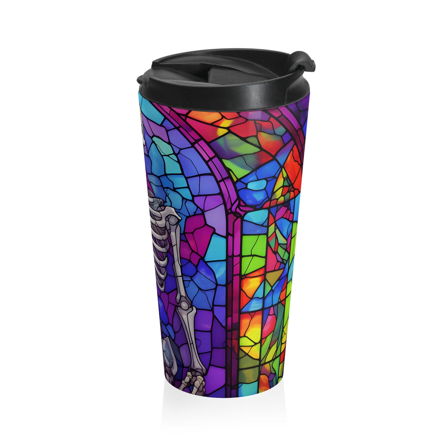 Stained Glass Skeleton Travel Mug