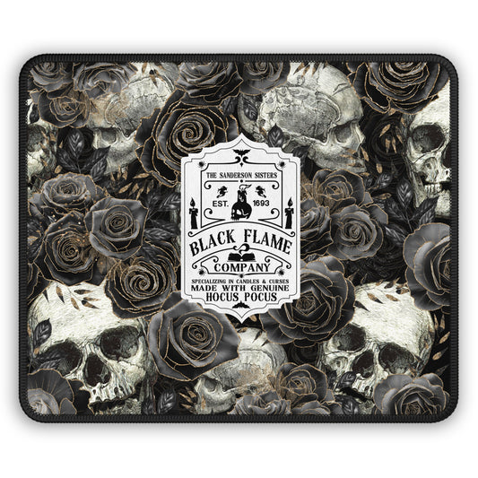 Black Flame Company Gothic Skull and Rose Gaming Mouse Pad – 9x7 Neoprene Desk Mat for Gamers and Witchy Workspaces