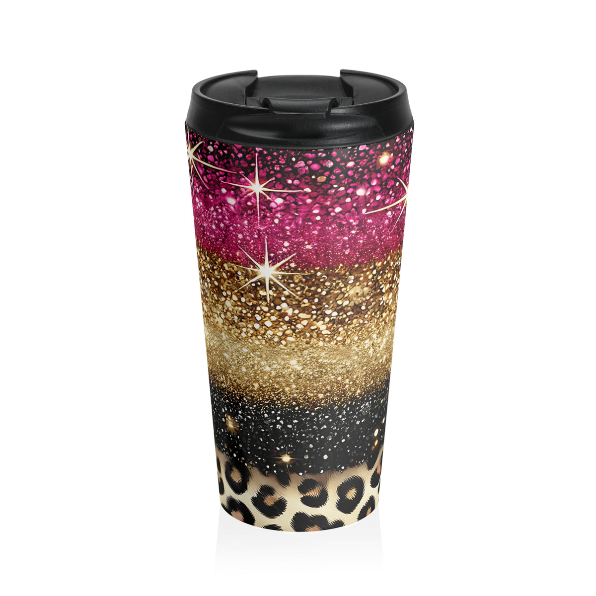 Glitter Glam Leopard Travel Mug