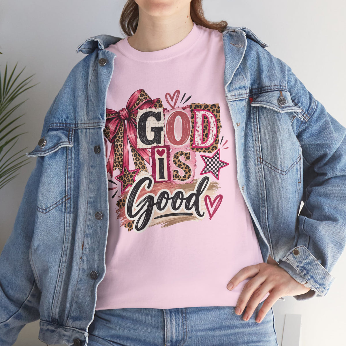 God Is Good Leopard Bow Christian T-Shirt
