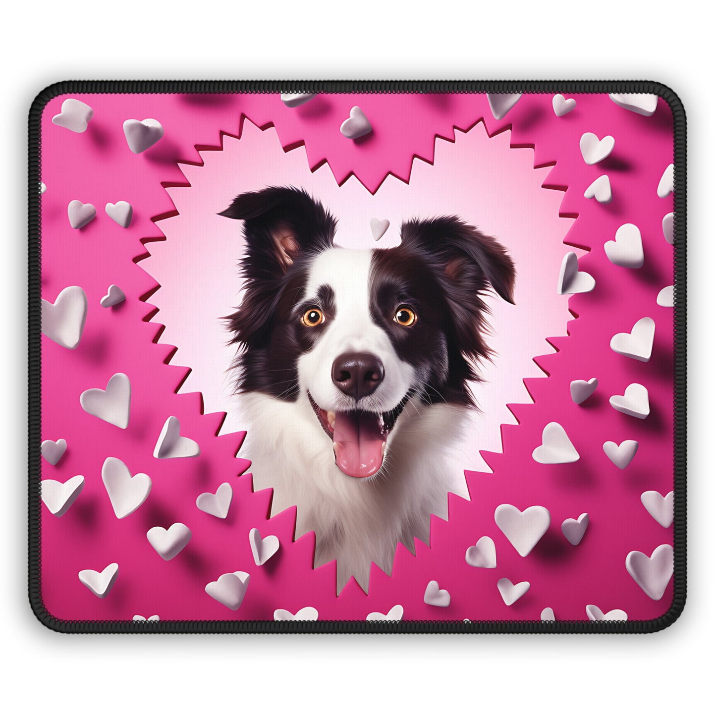 Border Collie Love Heart Mouse Pad