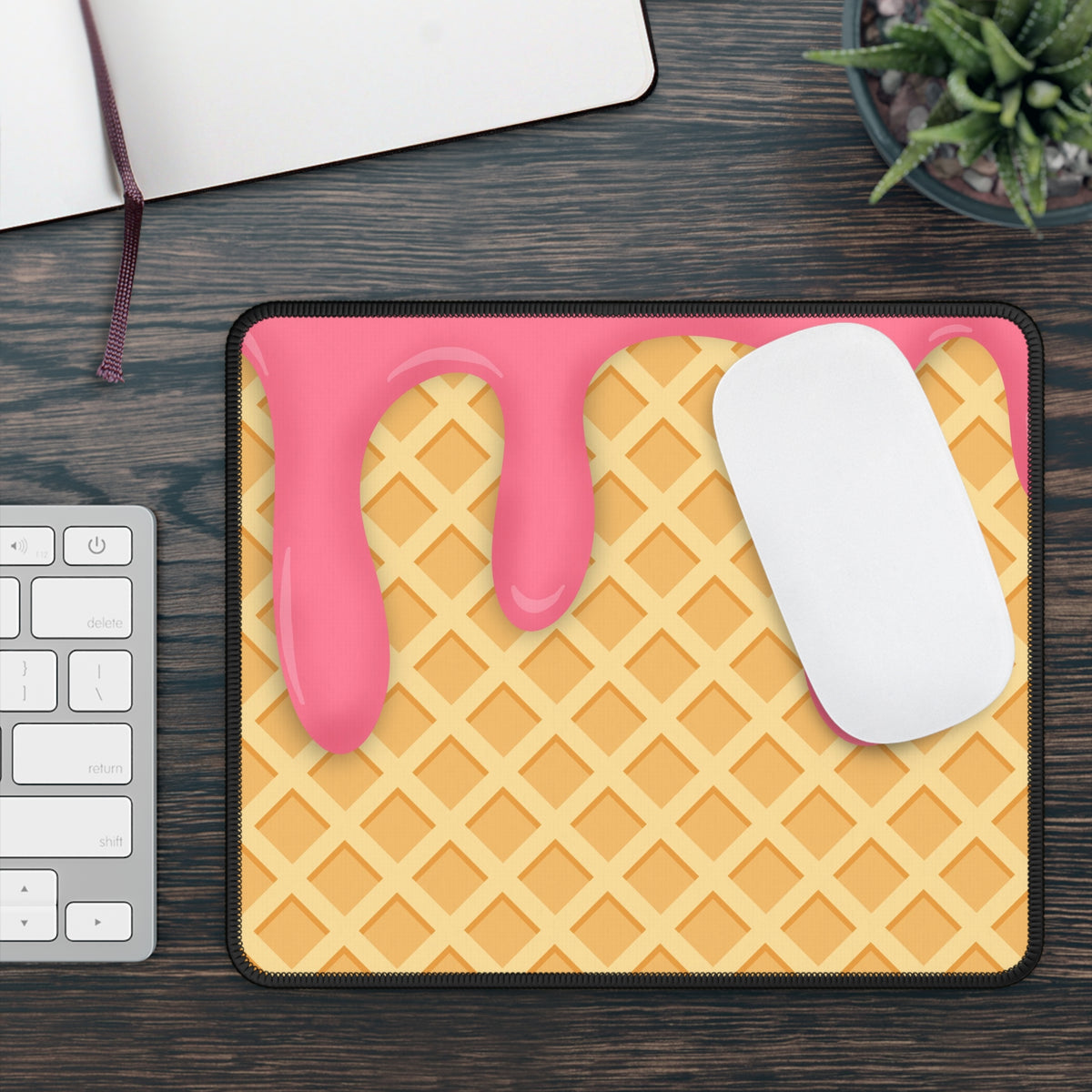 Strawberry Ice Cream Drip Mouse Pad