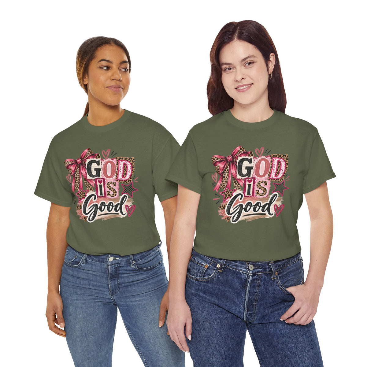God Is Good Leopard Bow Christian T-Shirt