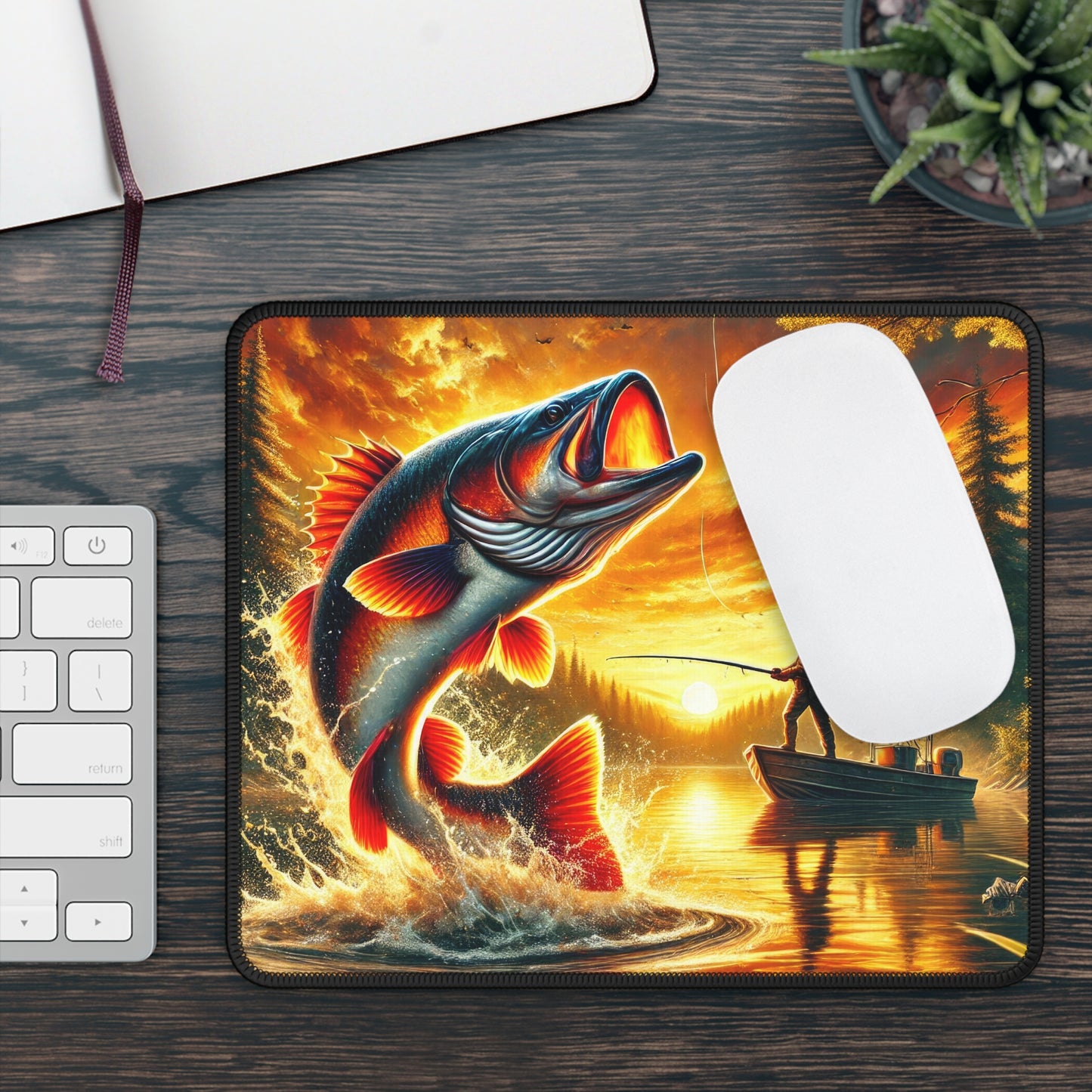 Sunset Strike Fishing Mouse Pad