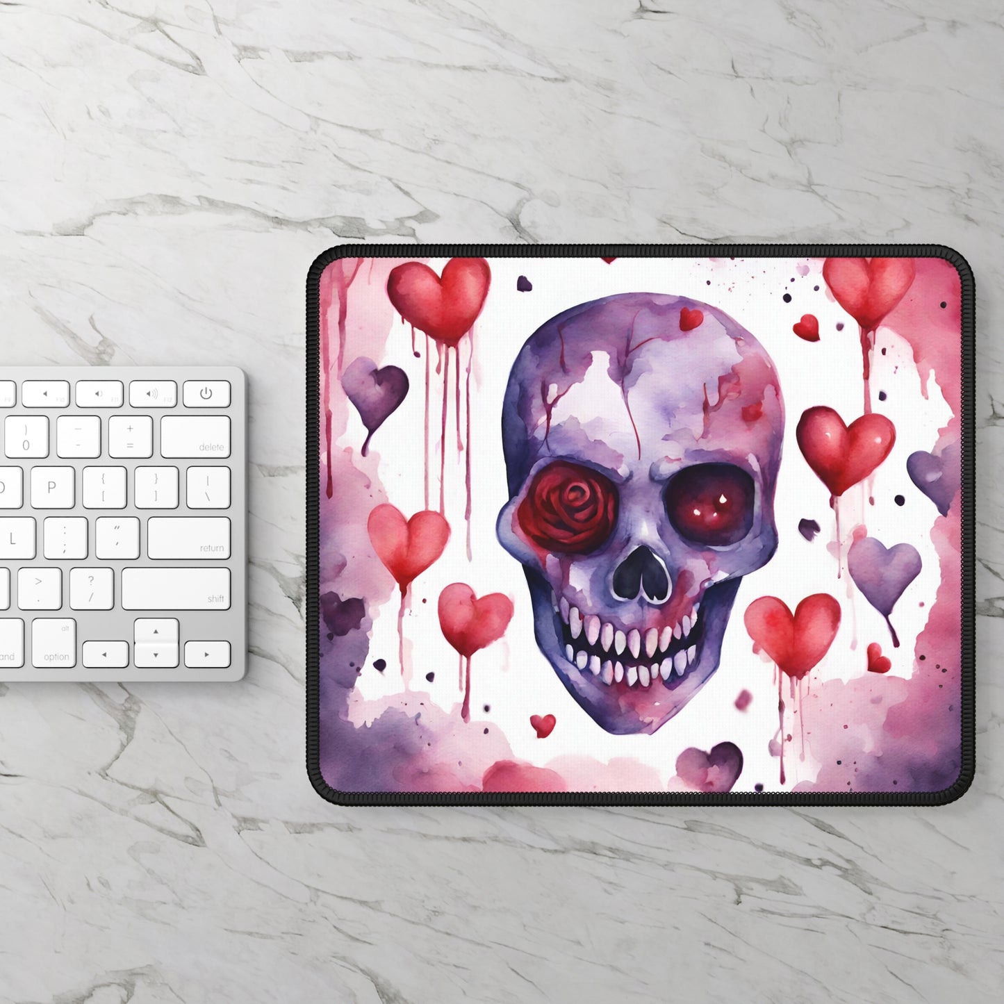 Gothic Skull & Hearts Mouse Pad