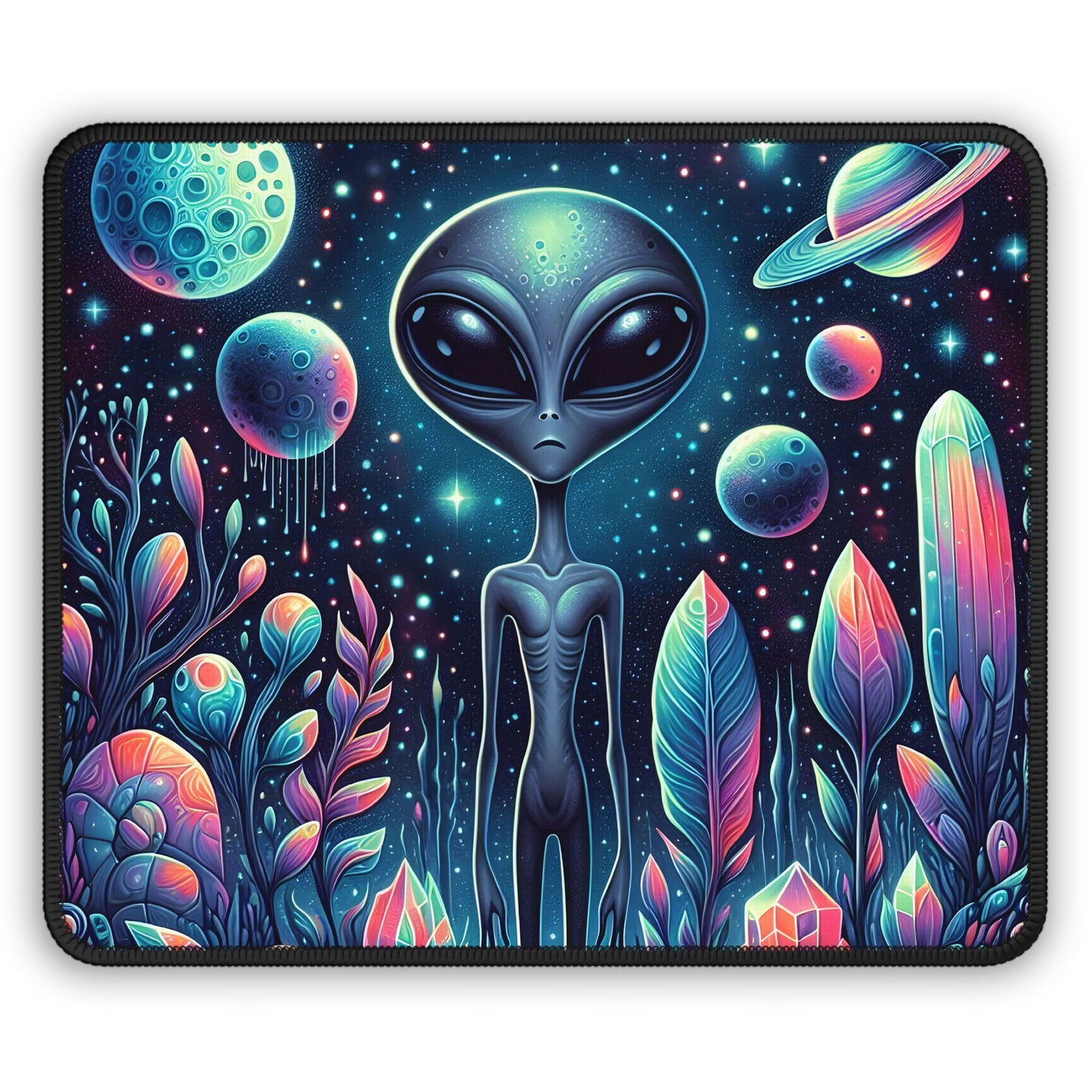 Cosmic Alien Garden Mouse Pad