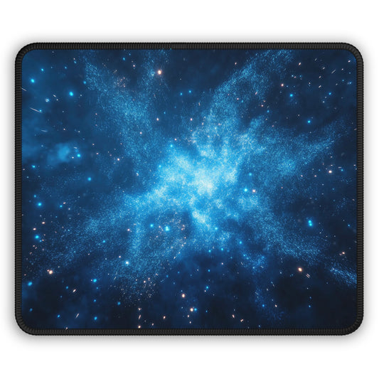 Cosmic Burst Mouse Pad – 9x7 Neoprene Desk Mat with Blue Galaxy Explosion Design