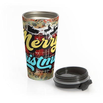 Merry Christmas Plaid Travel Mug