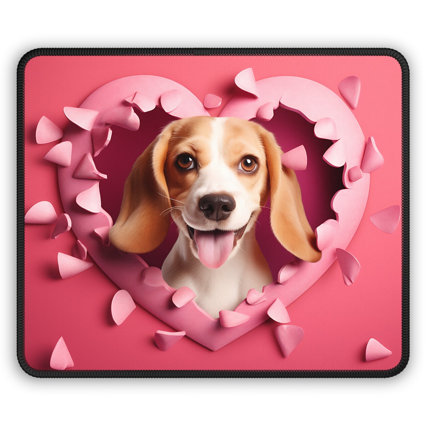 Beagle Love Heart Mouse Pad