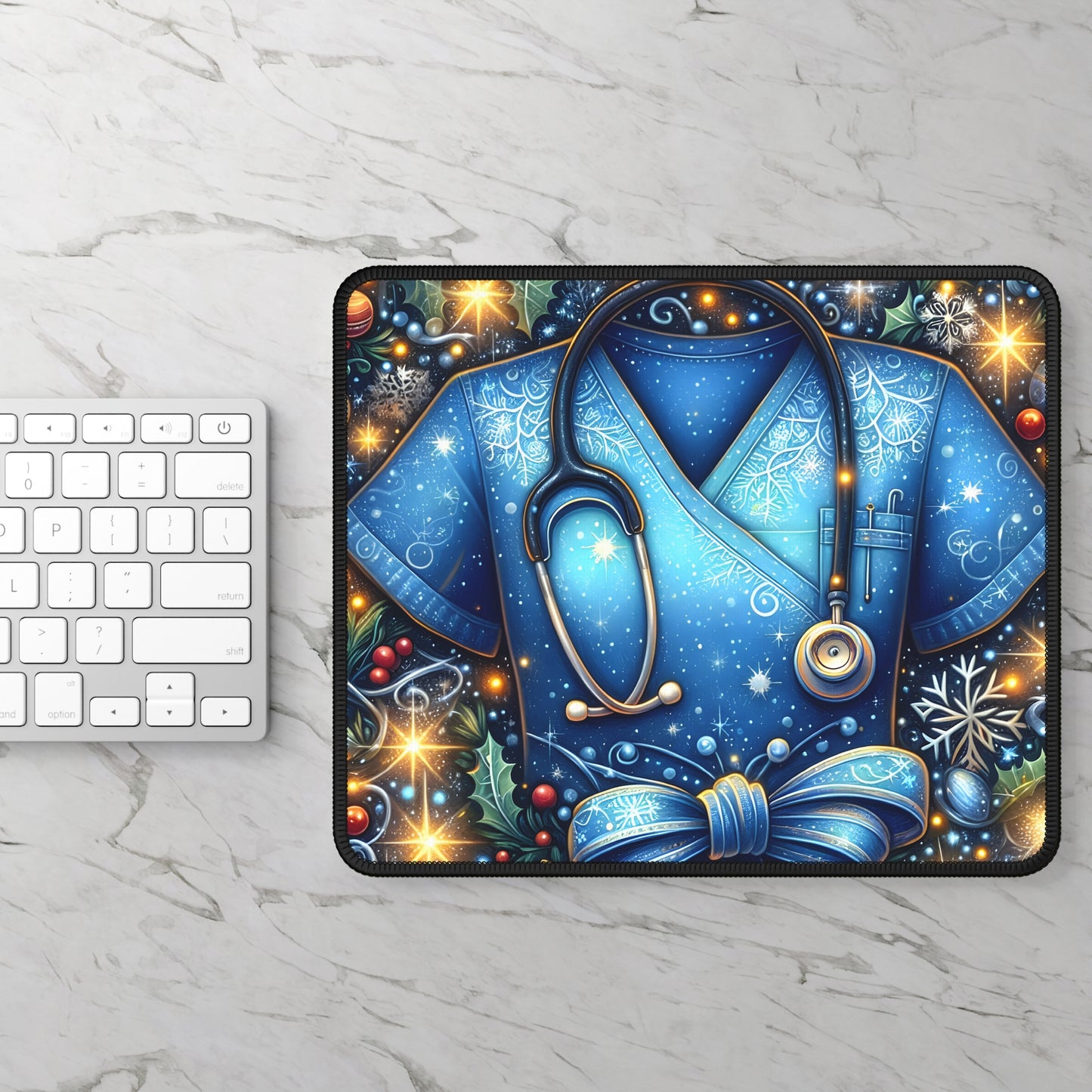 Winter Nurse Scrubs Mouse Pad