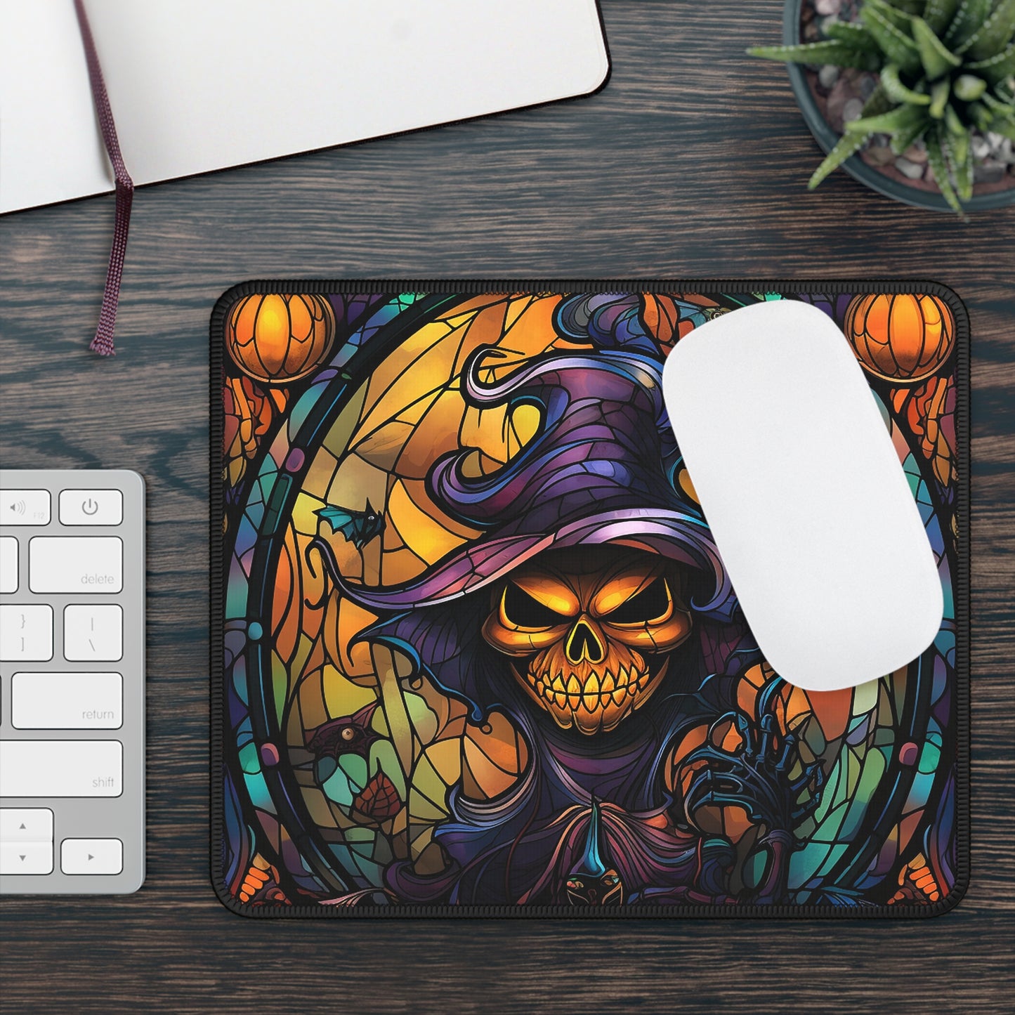 Haunted Witch Skull Mouse Pad