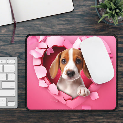Beagle Puppy Love Heart Mouse Pad
