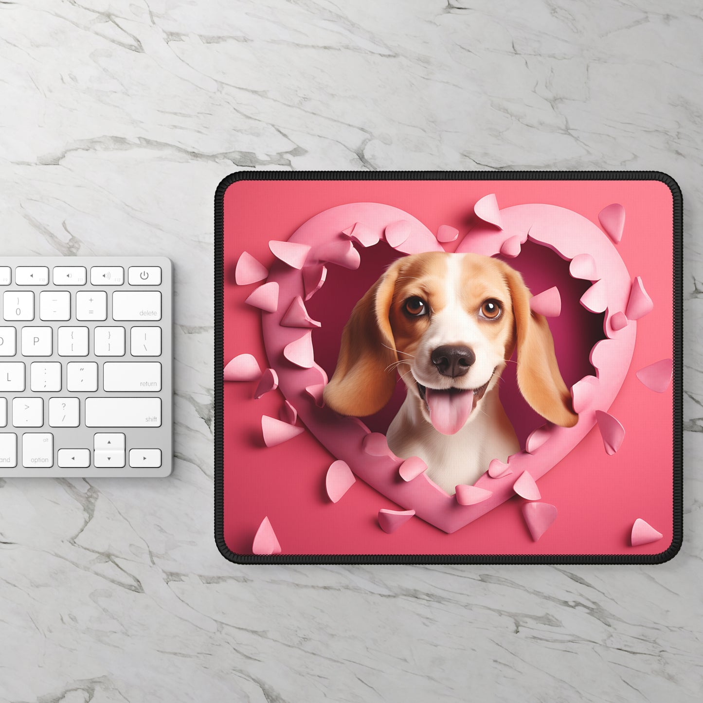 Beagle Love Heart Mouse Pad